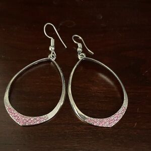 Elegant Silver and Pink Teardrop Earrings
